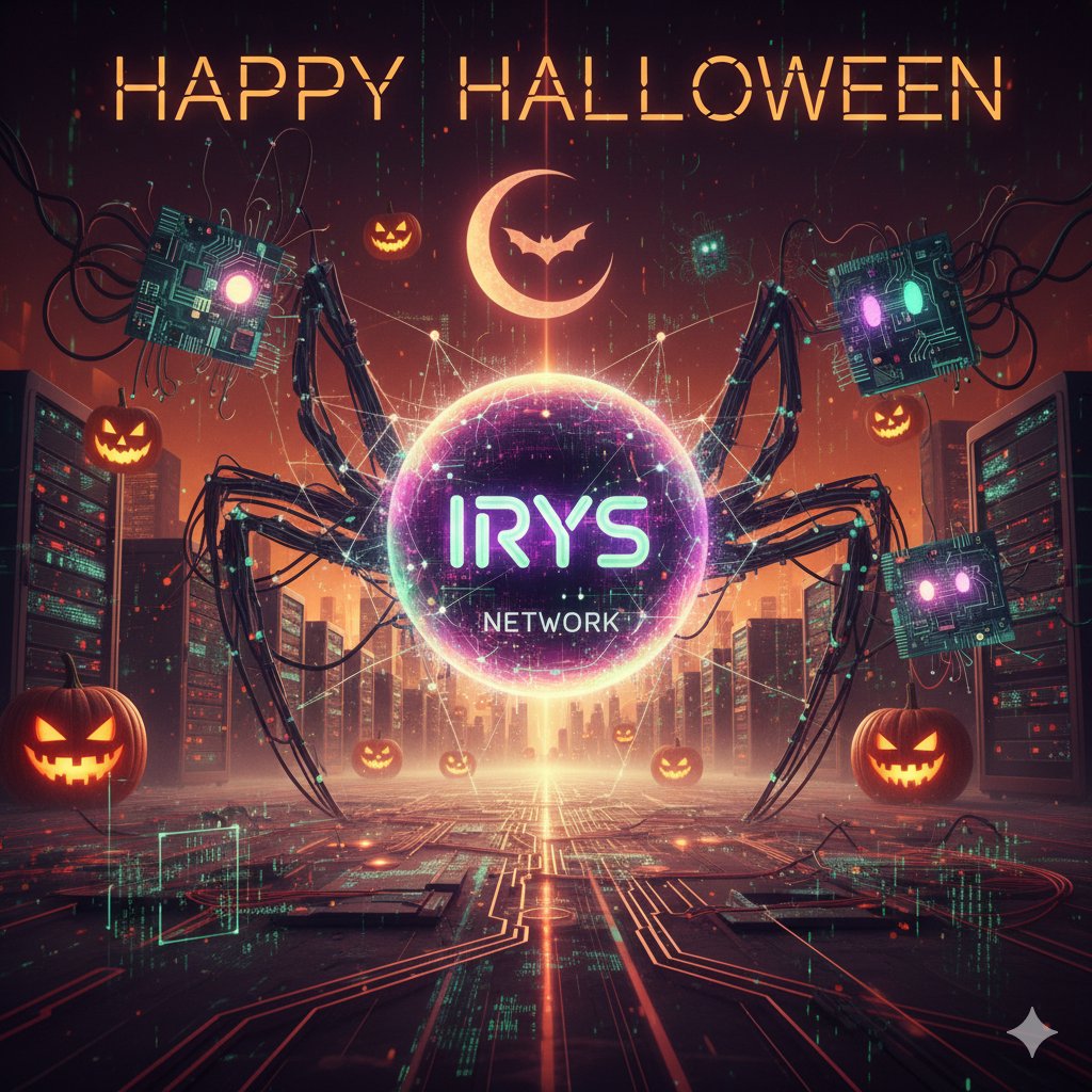 huzaifa_sh85038's tweet image. This Halloween, don&apos;t let your data vanish into the digital ether!  
Irys guarantees the permanent presence of your information, making sure every byte is a treat that stays forever. Scare away data loss! 👻 
#IRYSNetwork #Halloween2025  #PermanentData #Web3Community