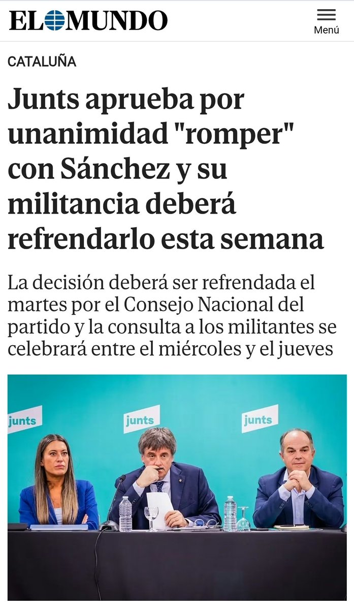 JUNTS hace como que rompe con Pedro Sánchez porque el partido Aliança Catalana se lo está comiendo con patatas, pero realmente no van a hacer nada. La legislatura continuará igual.
JUNTS ya no existe pero ellos todavía no lo saben...