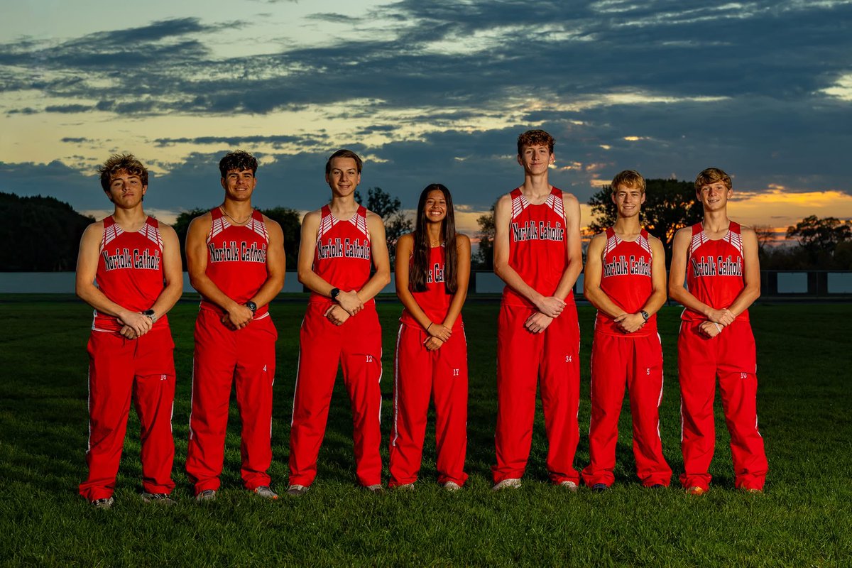 NorfolkCatholic's tweet photo. Congratulations to our cross country runners!

⬜️ 4th in Class D boys:

🏅 6th: Andrew Kastl, 16:54.01
🏅 13th: Teddy Haake, 17:06.62
🟥 31st: Jonah Ash, 18:11.64
🟥 42nd: Blaise Kann, 18:32.08
🟥 43rd: Zach Foecking, 18:32.20

⬜️ Class D girls: Ashley Mendez, 66th in 22:13.40. https://t.co/nnrg6w76DB