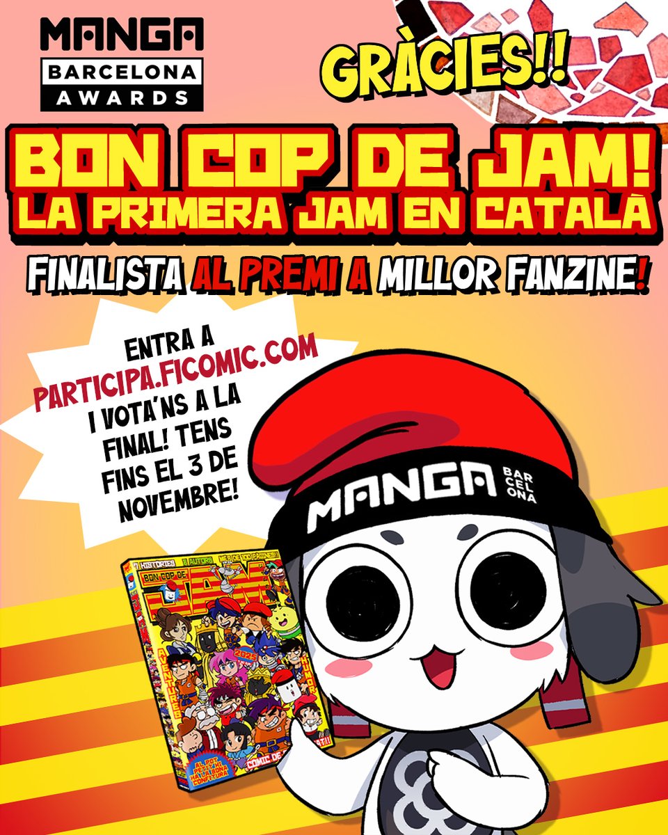 quimtuk's tweet image. &quot;Bon Cop de JAM&quot; NOMINADA A MILLOR FANZINE ALS MANGA BCN AWARDS! 🎉