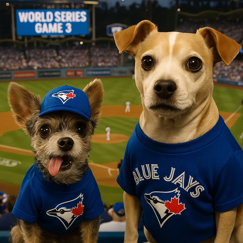 CoryJoy's tweet image. Gio. Let’s go Blue Jays! Game 3 tonight! 🙌🏻⚾️🫶🏼🥰🐾Cheering on the Jays with my pal Finn! @andie_paws