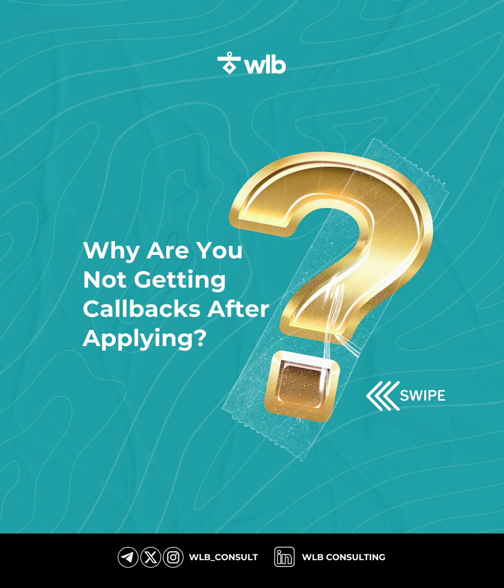 wlb_consult's tweet image. You’ve applied to countless jobs but the silence is LOUD 😩
Here’s why you might not be getting callbacks and how to fix it. 🧵
