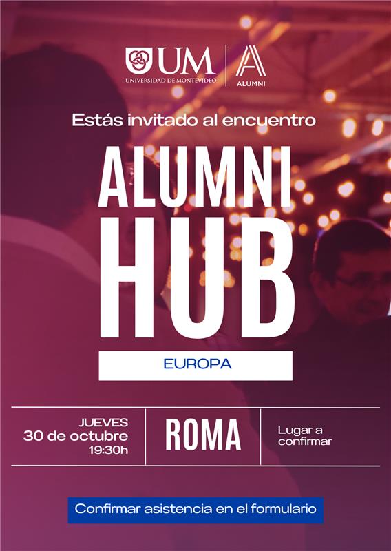 Los esperamos en Roma! Encuentro anual de graduados <a href="/UnivMontevideo/">Universidad de Montevideo</a> que viven en Roma y alrededores.

Inscribirse: minily.org/alumniumroma

Gracias <a href="/sebasansonf/">Sebastián Sansón Ferrari</a> por ayudar a organizar todo desde allí: qué bueno tener graduados UM por todo el mundo, y que se ponen la camiseta 🇺🇾 !