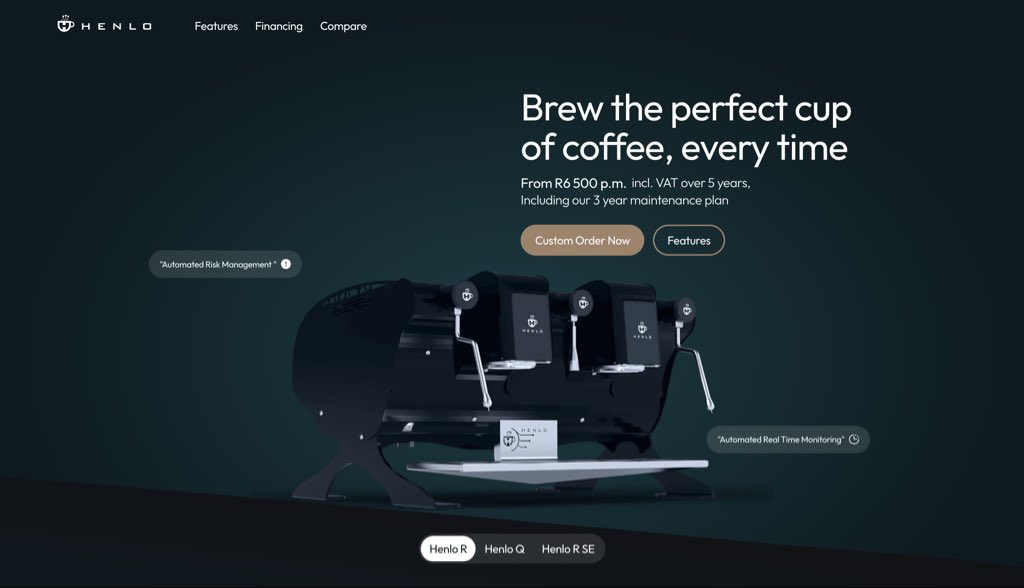 Hero section for a Premium Espresso Machine Manufacturer