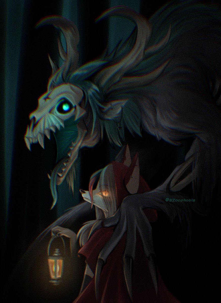 Diego and June~ Little Red and her Wendigo, for Halloween🎃 

#HelluvaBoss #HazbinHotel #Oc #ocart #Halloween