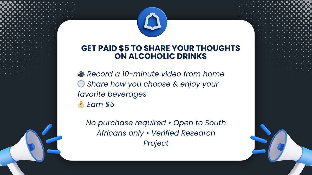🍹 Drink talk that actually pays.
🎥 Record 10 mins of honest opinions.
💰 Earn $5.

Participate here bonashop.io