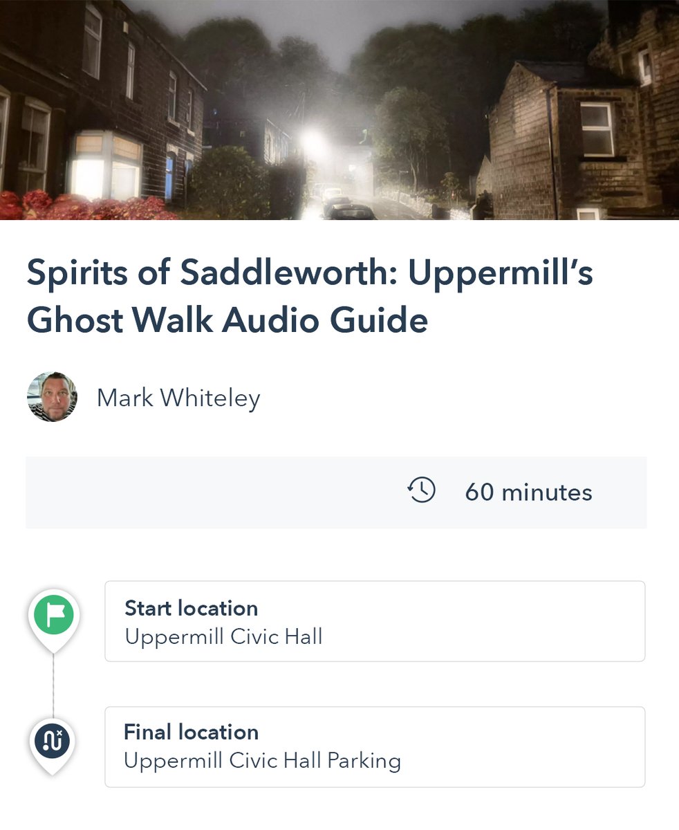 MyVoiceMap's tweet image. Looking for a spine-tingling Halloween adventure?

This new VoiceMap tour is the perfect way to explore the haunted streets of Saddleworth&apos;s Uppermill after dark. 

Download VoiceMap and enjoy this perfect spooky stroll... if you dare. 👻🎃 

#Halloween #GhostWalk #Saddleworth
