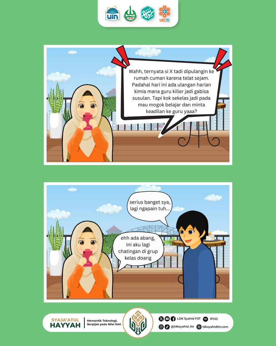 Ldksfst_uinjkt's tweet photo. ☕ KOPI ☕ [Komik Seputar Islam]

Hai hai guyss~ KOPI balik lagi nihh 🤩

Kali ini Sasya kenapa lagi nih? 👀
Bela teman boleh, tapi… apa iya semua cara itu benar? Hmmzz 🤔 https://t.co/nXrlFp78sH