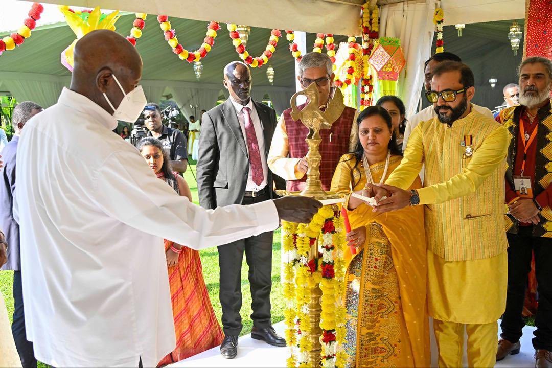 IndiainUganda's tweet image. The President of the Republic of Uganda and the First Lady hosted a dinner for the Indian community at State House, Entebbe, on 26 October 2025, to celebrate Diwali.