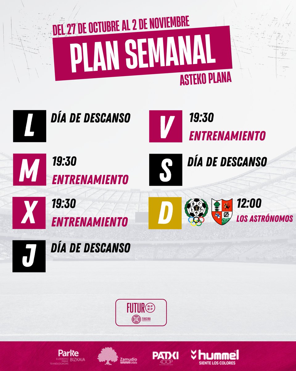 🗓️ Mañana arranca una nueva semana de entrenamientos pensando en el duelo del domingo ante el CD San Ignacio.

#AupaZamudio