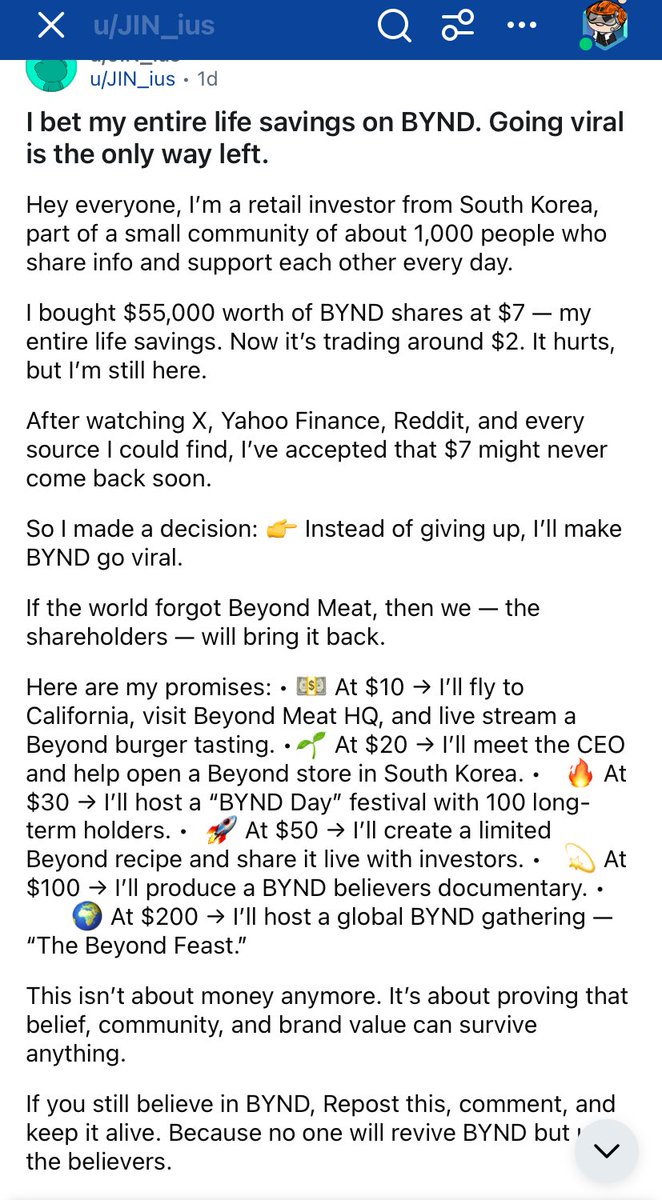 Jack64128896's tweet image. South Korean guy put his life savings of $55k in $BYND at $7