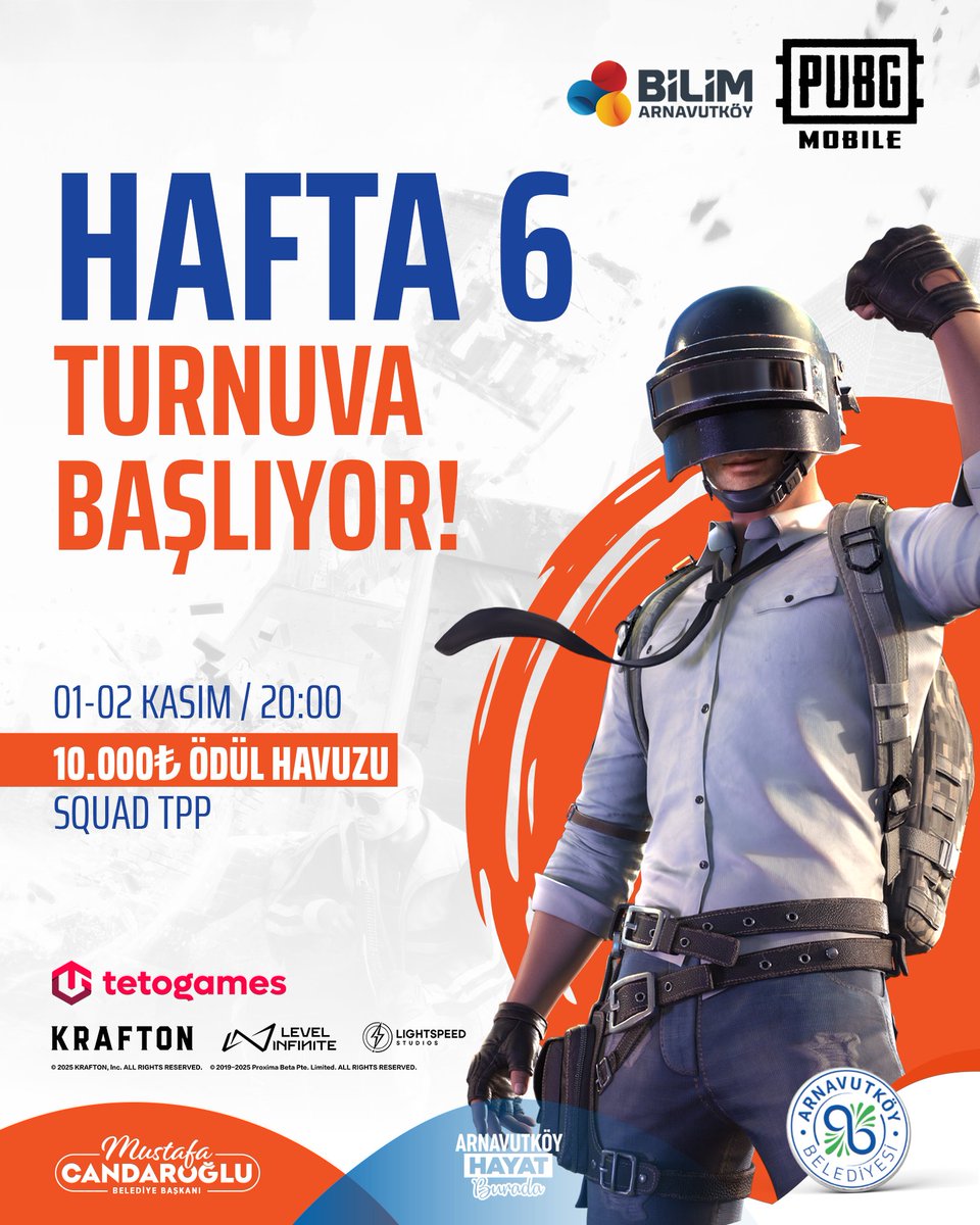 🎮 Oyunsever gençler burada buluşuyor!
Arnavutköy’de haftalık turnuvamız başlıyor.
📅 1-2 Kasım Ekim
💥 Format: Squad TPP
🏆 Ödül: 10.000₺

Sen de ekibini topla, sahnede yerini al ve bu eğlenceye ortak ol! 🚀

👉 bit.ly/4hyFFhI

<a href="/PUBGM_TR/">PUBG Mobile Türkiye</a>