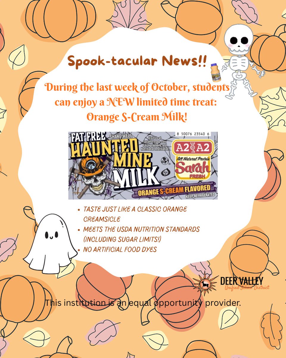 Creamy, dreamy and gone before you know it!  LTO- Orange Cream is a S-Cream and available with lunch starting this week, for a limited time only.  <a href="/DVUSD/">Deer Valley Unified School District</a>