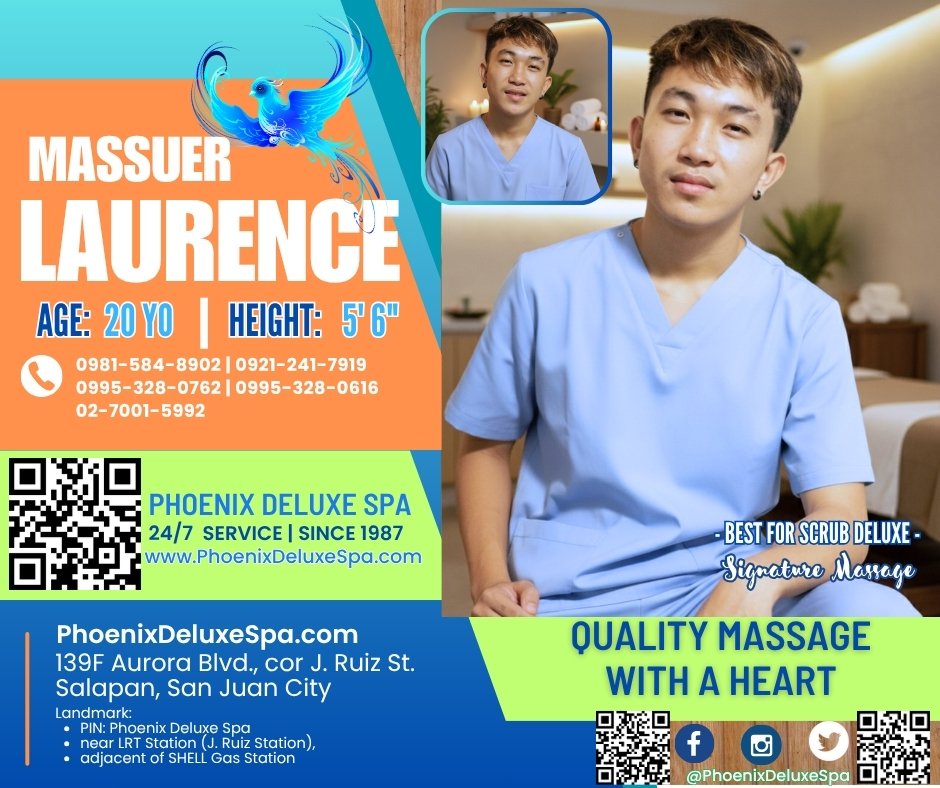 PhoenixDeluxe87's tweet photo. Grab a Signature Massage to Reward Yourself!
Details: https://t.co/xeYDDcJfGr

🧐Our Location is SO EASY to Find:
🎯PIN: Phoenix Deluxe Wellness Spa
🏍 Waze/Google | Joyride, Angkas, Move It Or Grab
🚉Train? Get Off @ J. Ruiz LRT Station 
👣 Walk? We're directly adjacent to Shell Gas Station
🅿️ Car? Free Parking @ J. Ruiz LRT Sta.; infront ALMIKE BAR
⛳️139 F. Aurora Blvd., J. Ruiz St., Salapan, San Juan City

💎Call/Text 09815848902 | 09212417919 | 02-7001-5992
💎Call/Text 09953280762 | 09953280616
💎 See U @ Ur DoorStep or Walk in our Spa
💙 Quality Massage 24/7 at Your Service!

#PhoenixDeluxeSpa #PinoyMasahista #HandsomeMasseur #Massage #Masahista #Masahe #GuwapongPinoy #AsianMasseur #AsianMassage #PDS #LGBTQIA #PhoenixDeluxeSpa1987 #Massage247 

Scrub away your worries, 
Wash off the Stress, & Come out Renewed!