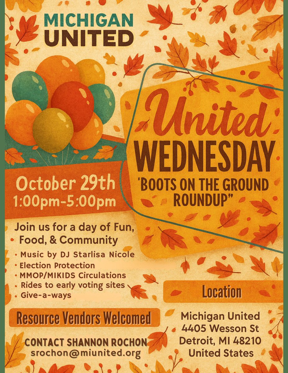 Join us this Wednesday for United Wednesday! A day of fun, food, and community! With Music by DJ Starlisa Nicole, Petition Circulations, Giveaways, and the opportunity to sign up for a free ride to the polls, this is something you don't want to miss! 🔥🔥