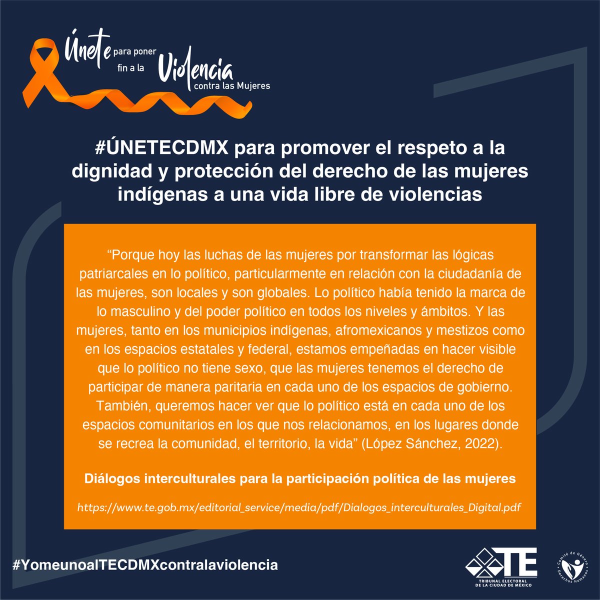 En este Día Naranja #25N #ÚNETECDMX para poner fin a la violencia contra las mujeres y las niñas.