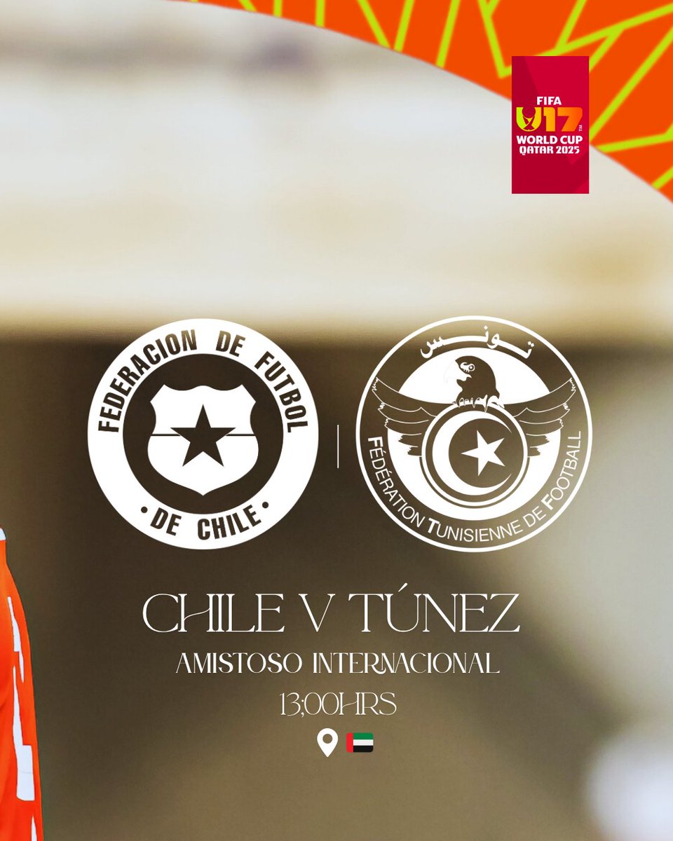 futchilecl's tweet photo. 📌 ¡HOY JUGAMOS, HOY JUEGA LA ROJA U17! 😍🇨🇱

La Selección Chilena U17 enfrentará su primer amistoso en Emiratos Árabes Unidos frente a su similar de Túnez. 🗞️

El partido comienza a partir de las 13:00hrs y por el momento no tenemos información de transmisión. 📝 https://t.co/yGmSzEwUv2