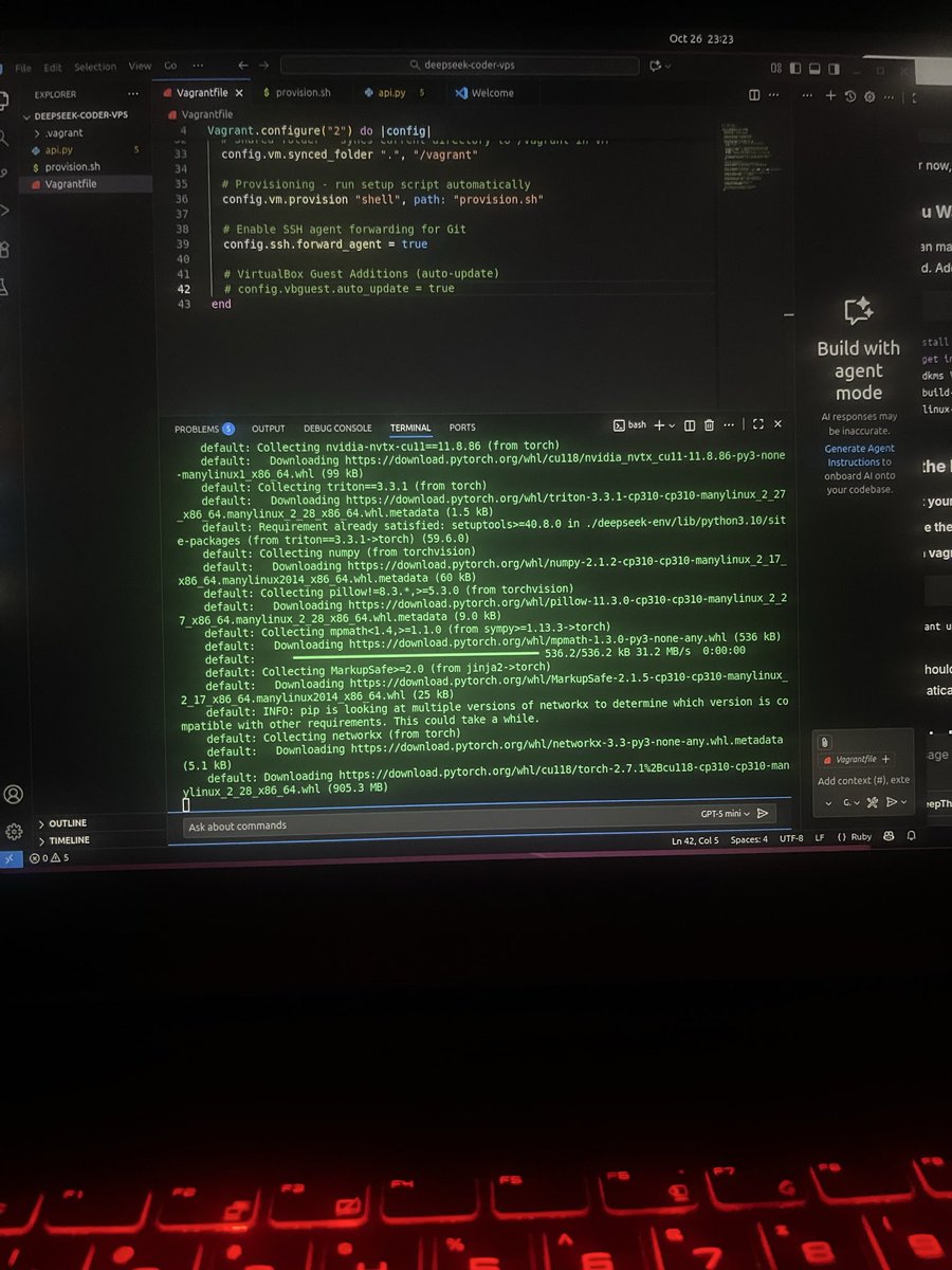 UxperienceDevs's tweet photo. Started setting up deepseek coder last night on a VPS! Got it up and running, just need to adjust something in the automation and api due to not getting a response back when the agent is fed a prompt. https://t.co/pXKTSIsAwv