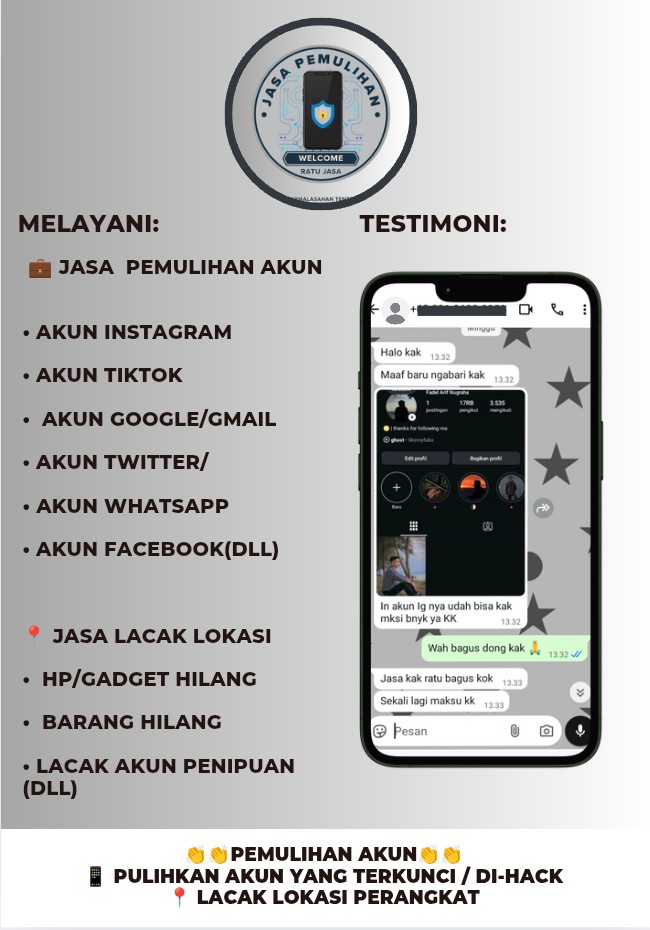 redstacr's tweet image. 📱 JASA  PEMULIHAN AKUN
•  Akun Instagram
•  Akun TikTok
•   Akun Google/Gmail
•  Akun Twitter/
•  Akun WhatsApp
•   Akun Facebook(DLL)

📍 JASA LACAK LOKASI 
•  HP/Gadget Hilang
•  Barang Hilang
•  Lacak Akun Penipuan
(DLL)

WA.me/+6288270915734