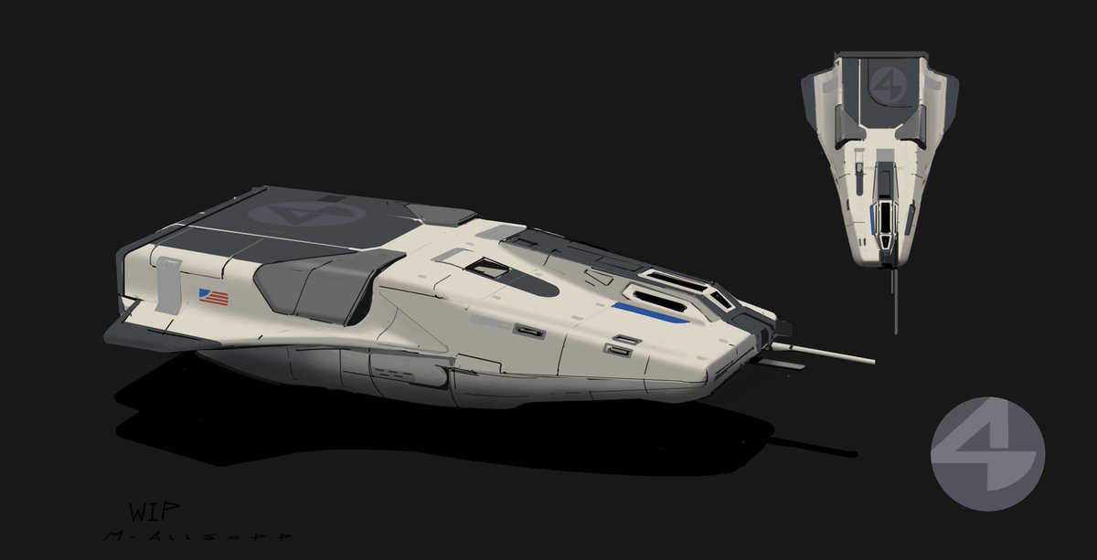 MattAllsopp1's tweet photo. I did some very early work on Fantastic Four, non of which is in the movie, but here is one of the several ship designs I did. The other guys really nailed the final version though. which looked great! #conceptart #FantasticFour #FantasticFourFirstSteps #Marvel #spaceship https://t.co/6qEr9xG8oB