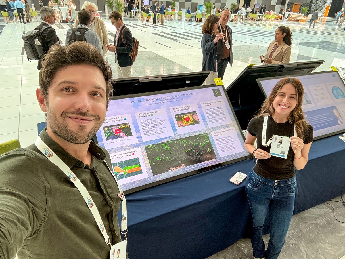 khamai_bio's tweet photo. The Khamai Foundation traveled to the #IUCNcongress in Abu Dhabi to personally advocate for our most crucial work: the urgent expansion of the Pitalala and Arlequín Reserves. Learn more about our current fundraising at 👉 https://t.co/ar3j6RY1n8. https://t.co/Bdk2coP72d