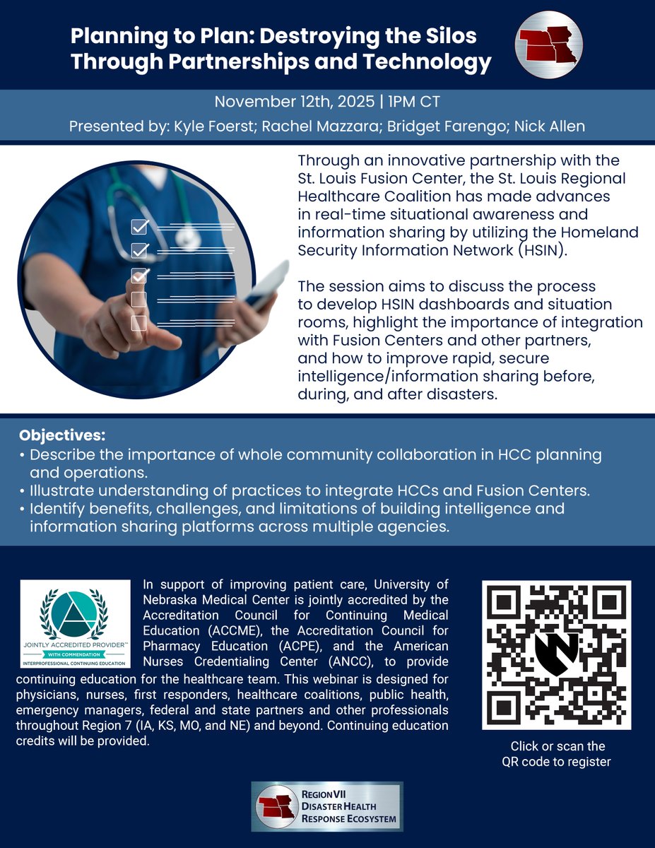 ⭐Upcoming R7DHRE Preparedness Webinar ⭐

🖥️Planning to Plan: Destroying the Silos Through Partnerships and Technology
📆Nov. 12 | 1pm CT
📍ZOOM
🖊️Learn More | Register: bit.ly/3IXAMkS

#RDHRSReady