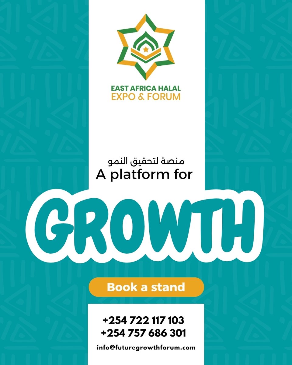 Join the East Africa Halal Expo &amp; Forum 2026.

 A platform for GROWTH in the Halal industry.

Connect, collaborate &amp; expand your business across East Africa.

📅 Coming this May 2026
📞 +254 722 117 103 | +254 757 686 301
📧 info@futuregrowthforum.com
🌐 futuregrowthforum.com