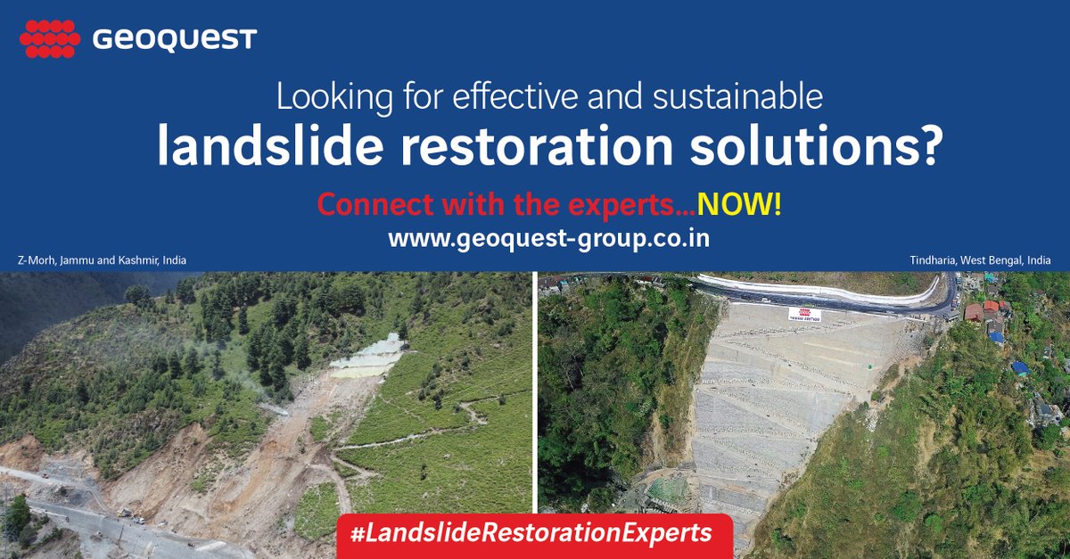 GeoquestIndia's tweet image. At #GeoquestIndia, we analyse every slope because landslide restoration is always challenging. Meet the people built for the brink.
#SlopeStabilisation #LandslidePrevention #GeotechnicalDesign #RiskMitigation #SustainableDesignEngineering #BuildBetterTogether