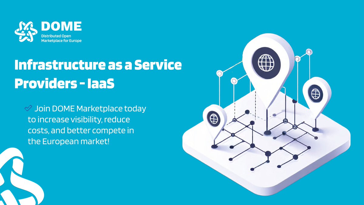 📣 Attention #IaaS providers! Expand your reach in the 🇪🇺 with #DOMEMarketplace — the EU Federated Cloud &amp; Edge platform.
Boost visibility, prove compliance &amp; showcase data sovereignty.
Join today 👉 dome-marketplace.eu
