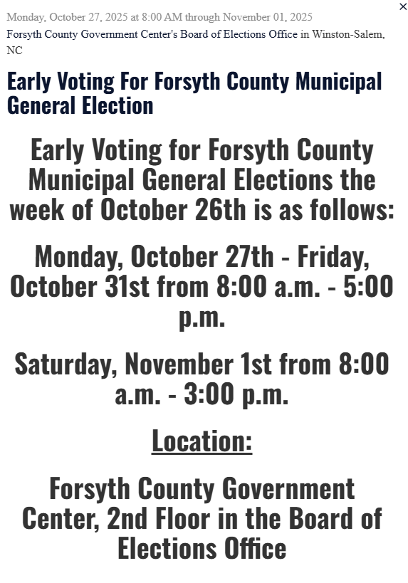 Hey Forsyth County, be sure to vote!!!
