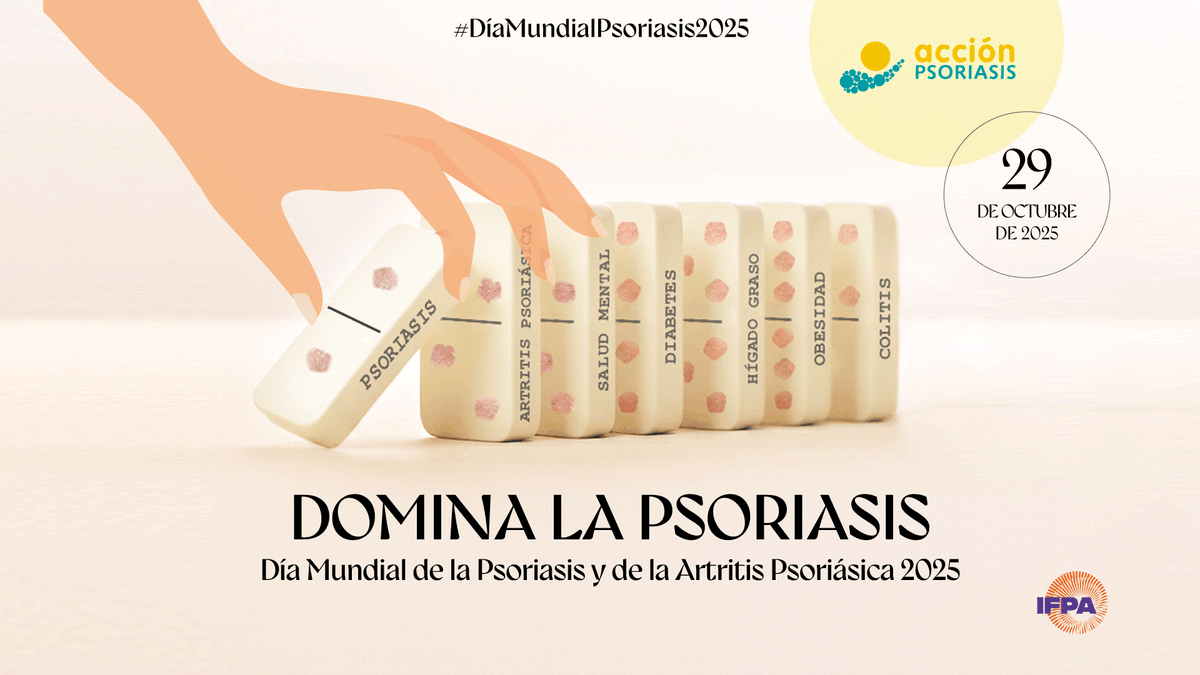 accionpsoriasis's tweet image. &quot;Domina la #psoriasis&quot; es el lema del #DíaMundialPsoriasis2025 que dedicamos al &quot;efecto dominó&quot; con que se producen las diferentes comorbilidades de la #psoriasis.  🧵👇
accionpsoriasis.org/actualidad/not…