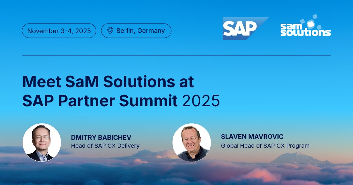 SaMSolutionsCom's tweet image. SaM Solutions is joining the SAP Partner Summit 2025 in Berlin! The SAP Partner Summit, taking place November 3-4 at STATION Berlin, will bring together the brightest minds in the SAP ecosystem

If you’re heading to Berlin, let’s meet!
See you at the Summit.