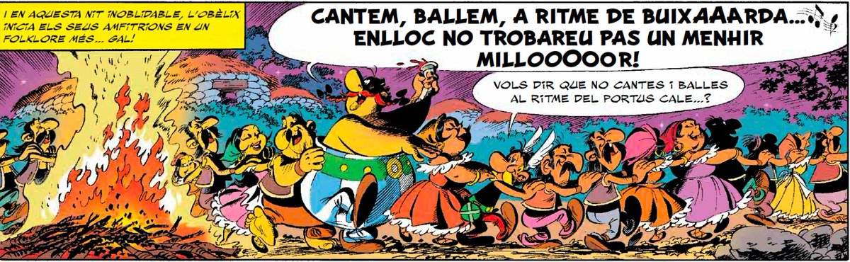 ei potser ja ho sabeu però esque ens fa moltissima ilu perquè a l'últim volum de les aventures d'Astèrix anomenat "Astèrix a Lusitània" surt la lletra de La Confraria del Menhir lo qual vol dir que immediatament ÉS CANON🥲✊els nostres cors són plens de goig, joia i megalitisme.