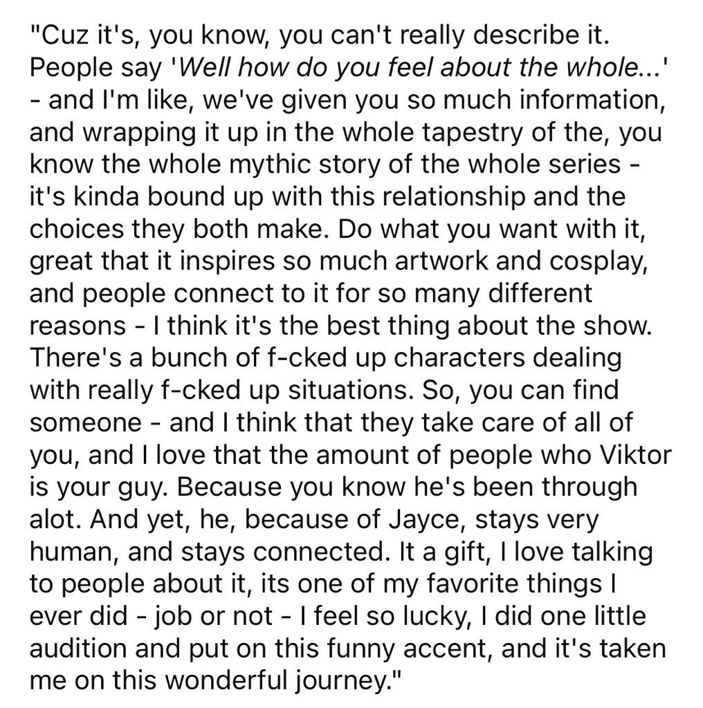 ‘’Because of Jayce, he stays very human, and stays connected. It’s a gift, I love talking to people about it, its one of my favorite things I’ve ever did…’’ -Harry talking about jayvik in comiccon from this weekend 😭💓

Cr: Meepus-Maximus from reddit 💓