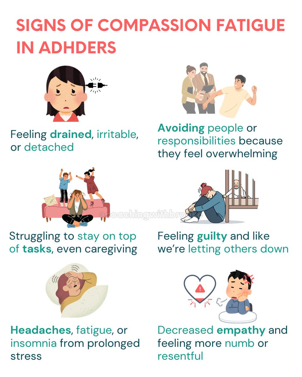 Coachingwbrooke's tweet image. 2/2 The often compassionate nature of ADHDers can lead us to draining our energy!

Have you experienced compassion fatigue before?

Better manage your symptoms and &apos;Activate Your ADHD Potential&apos; with my # 1 Best Selling book/workbook

bit.ly/activateadhd

#adhdhelp #adhdcoach