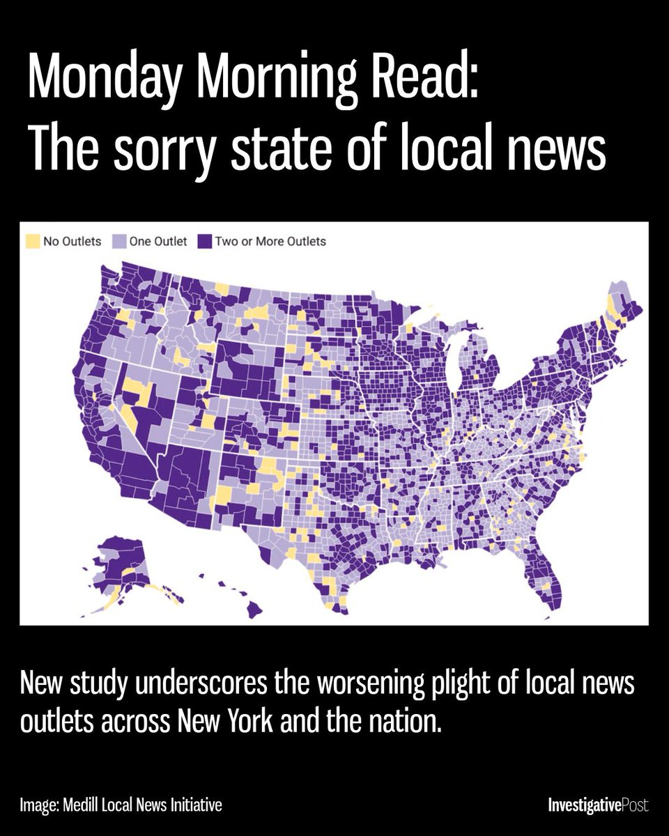 For this week's Monday Morning Read, Editor Jim Heaney covers the state of local news.

Over 50M people are in news deserts, according to a study from Northwestern University. 

The US has lost nearly 3,500 newspapers and 270K+ newspaper jobs since 2005.

investigativepost.org/2025/10/27/the…
