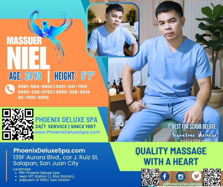 PhoenixDeluxe87's tweet photo. Grab a Signature Massage to Reward Yourself!
Details: https://t.co/xeYDDcJfGr

🧐Our Location is SO EASY to Find:
🎯PIN: Phoenix Deluxe Wellness Spa
🏍 Waze/Google | Joyride, Angkas, Move It Or Grab
🚉Train? Get Off @ J. Ruiz LRT Station 
👣 Walk? We're directly adjacent to Shell Gas Station
🅿️ Car? Free Parking @ J. Ruiz LRT Sta.; infront ALMIKE BAR
⛳️139 F. Aurora Blvd., J. Ruiz St., Salapan, San Juan City

💎Call/Text 09815848902 | 09212417919 | 02-7001-5992
💎Call/Text 09953280762 | 09953280616
💎 See U @ Ur DoorStep or Walk in our Spa
💙 Quality Massage 24/7 at Your Service!

#PhoenixDeluxeSpa #PinoyMasahista #HandsomeMasseur #Massage #Masahista #Masahe #GuwapongPinoy #AsianMasseur #AsianMassage #PDS #LGBTQIA #PhoenixDeluxeSpa1987 #Massage247 

Scrub away your worries, 
Wash off the Stress, & Come out Renewed!