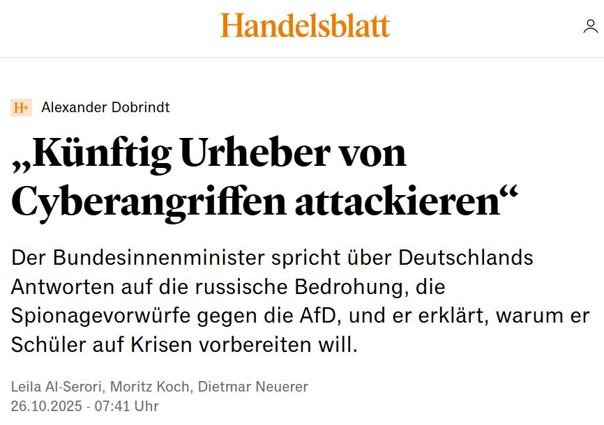 Dennis_Kipker's tweet image. Laut BMI wird gerade ein Gesetzentwurf zu &quot;Cyber-Abwehrschlägen&quot; aka #Hackback erarbeitet, schon jetzt dürfte es unwahrscheinlich sein, dass es dem Entwurf gelingt, die Quadratur des Kreises zwischen präventiver und repressiver #Cybersicherheit aufzulösen:
handelsblatt.com/politik/deutsc…