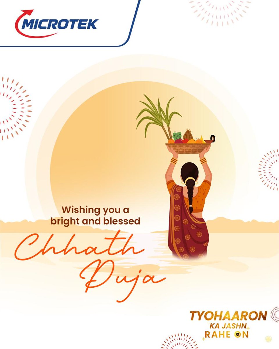 MicrotekOfcl's tweet image. Uninterrupted devotion deserves uninterrupted power. Microtek wishes you a joyous Chhath Puja. 🌞🙏

#Microtek #TyohaaronKaJashnRaheOn #ChhathPuja