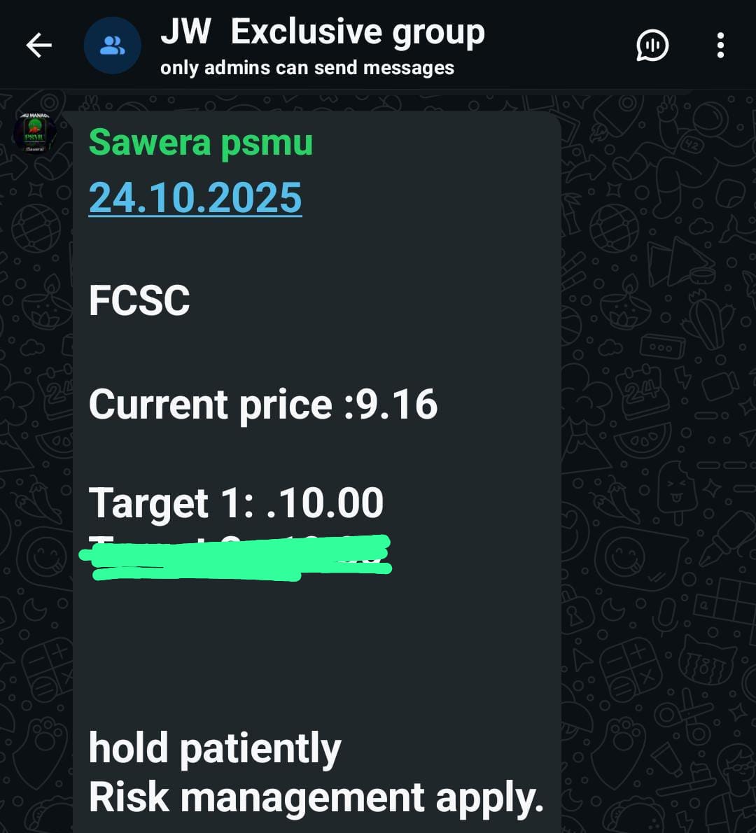 Pakistanshar846's tweet photo. ๐ฏ First Target Achieved
๐ Hold patiently โ Risk management always applies!
๐ Join Jawwad Sikanderโs Exclusive Group for premium calls:
๐ +92 341 2630770 | +92 330 2412907
#PSMU #StockMarket #JWExclusiveGroup #TradingSuccess #Investment #StockTips #TargetAchieved #FCSC https://t.co/CCWTBNHfkT
