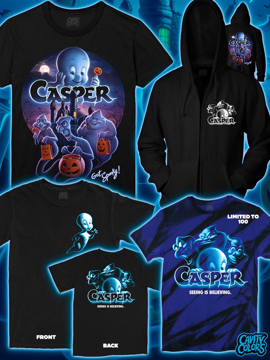 👻 AVAILABLE NOW! ✨ Our new officially licensed CASPER (95) 30th Anniversary drop is here!
 
👀 Premium tees, cozy zip-up hoodies, front &amp; back tees, and a custom made limited edition tie-dye tee!
 
💬 What are you getting?

Shop 👉 Cavitycolors.com