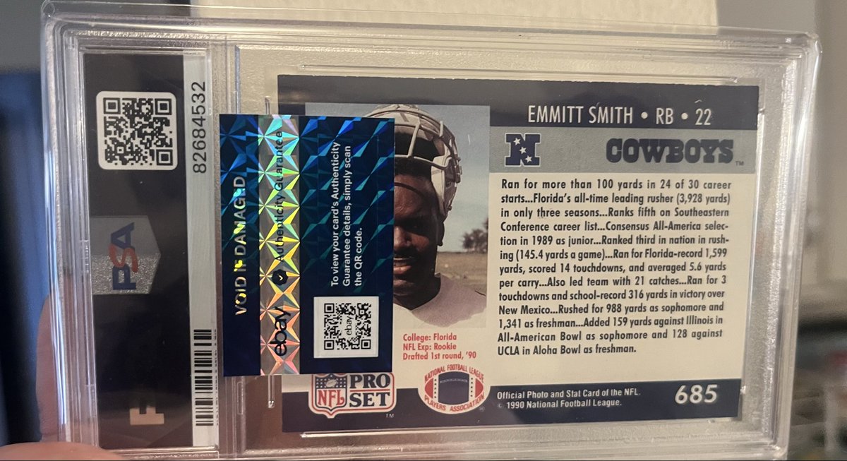 1990 PSA 9 Emmitt Smith Rookie Auto 🙌🏼⭐️🙏🏼💯 I finally got this  my favorite NFL 🏈 player of all time <a href="/EmmittSmith22/">Emmitt Smith</a>  ⭐️💯 ##DallasCowboys  #22