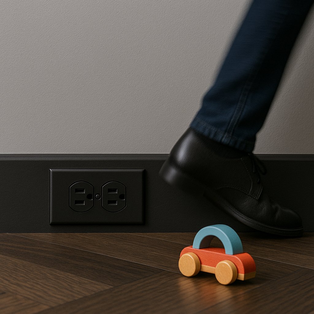 ThreeJacksPM's tweet image. Low baseboard outlets look sleek — but they’re only safe if they’re kick-safe and tamper-resistant.

Metal faceplates. Kick-rated receptacles. Trim alignment.
Small detail, big difference. ⚡👟

#BuilderTips #ConstructionDetails #ElectricalSafety #ThreeJacksPM