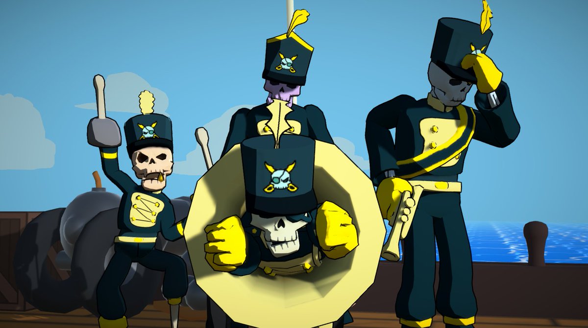 Another of the Costume Contest winners joins the game, and this time it's Marching Band Shiverskull by NuggetNextDoor!

Shiverskull and his crew are all in formation... plundering formation, that is!

#gamedev #indiedev #fgc #fightinggame #duelsoffortune
