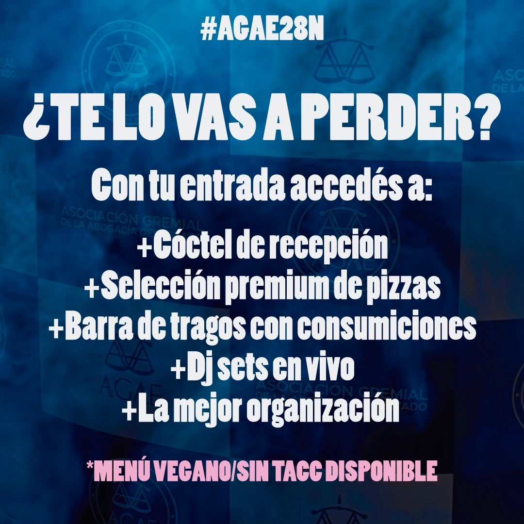agaeok's tweet photo. 🎉 #AGAE28N — El evento más grande de la abogacía pública

Volvemos al Palacio Alsina con una noche que reúne a la abogacía pública de todo el país.

✨ Comida, tragos, música, colegas, y la mejor organización.

🤯 ¿Te lo vas a perder? 

#AGAE #AGAE28N #AbogacíaDelEstado https://t.co/eZ7Tcn87Rh
