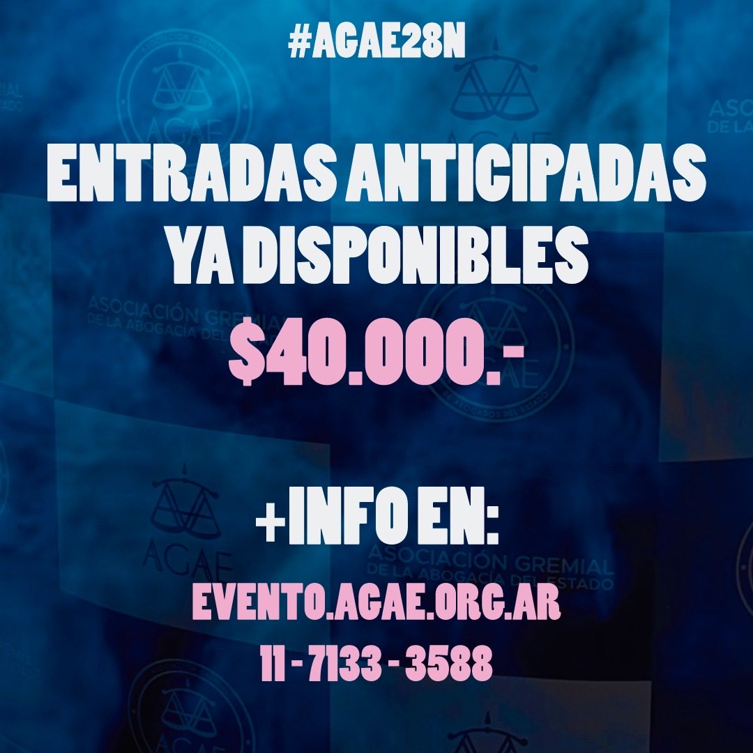 🎉 #AGAE28N — El evento más grande de la abogacía pública

Volvemos al Palacio Alsina con una noche que reúne a la abogacía pública de todo el país.

✨ Comida, tragos, música, colegas, y la mejor organización.

🤯 ¿Te lo vas a perder? 

#AGAE #AGAE28N #AbogacíaDelEstado