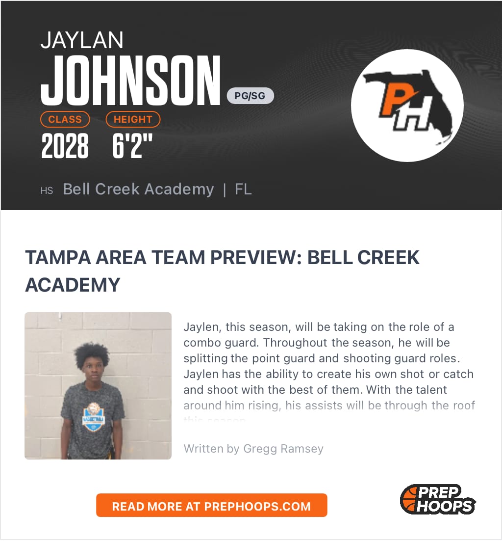 Great notes and small breakdown of pg1 Jaylan Johnson.  Expectations are definitely high, but he is primed for a huge year. High academic athlete with tremendous athleticism.