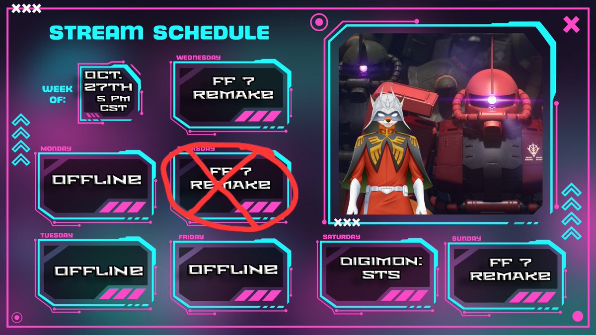 Stream schedule for the week!