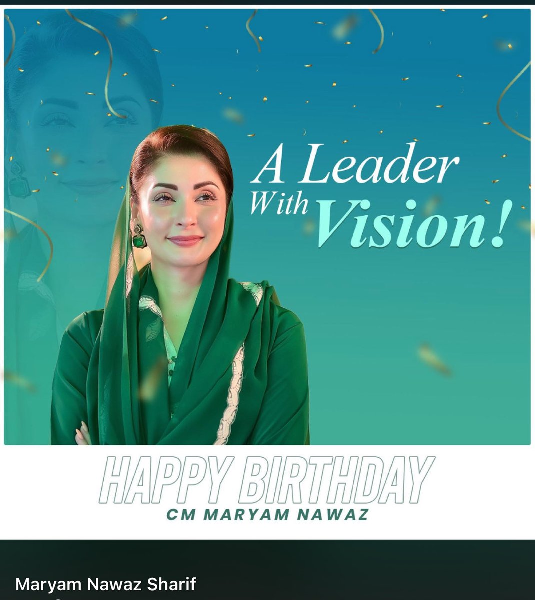 Heartfelt Birthday Wishes to the Honourable Chief Minister of Punjab, <a href="/MaryamNSharif/">Maryam Nawaz Sharif</a> 

You are an inspiration for millions , the first female Chief Minister of Punjab, a true voice of the people, and a symbol of strength, vision, and compassion. Under your remarkable leadership,