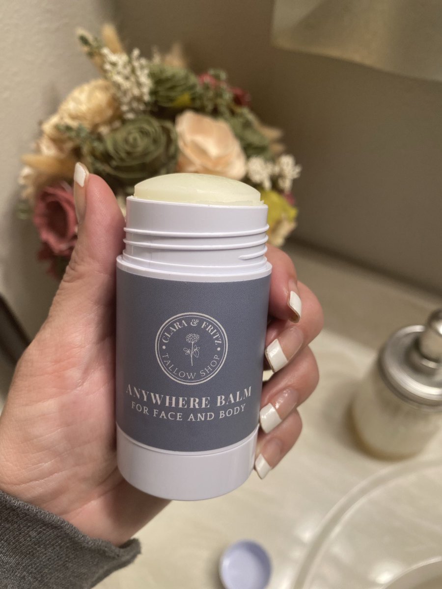 My 8 year old loves this tallow “Anywhere Balm for Face and Body” from
<a href="/ClaraAndFritz/">Clara & Fritz | Nicole</a>. She has sensitive skin, so I like that it’s unscented and non-toxic. So convenient for her to use at home or on the go. ✨